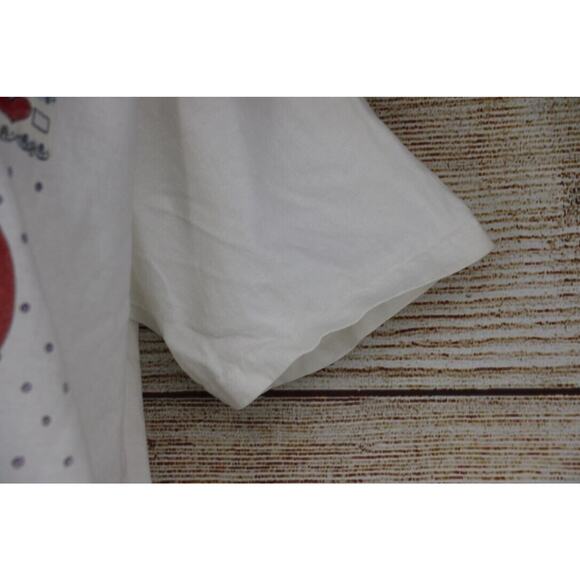 VINTAGE Time 2 Celebrate Womens Sz Medium Crew Neck Oversize T-Shirt White Heart - Picture 4 of 7